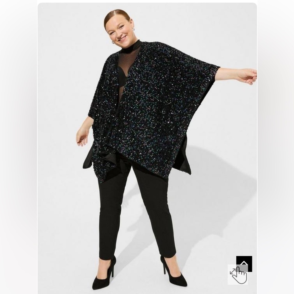 Torrid NWT Sequin Ruana Cardigan Shrug Shawl Blazer Poncho Cape Cover Up